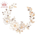 JIRIS Hot Selling Wedding Hair Accessories Crystal Pearl Headband Tiara Flower Headpiece Vine Women Jewelry Bridal Hair