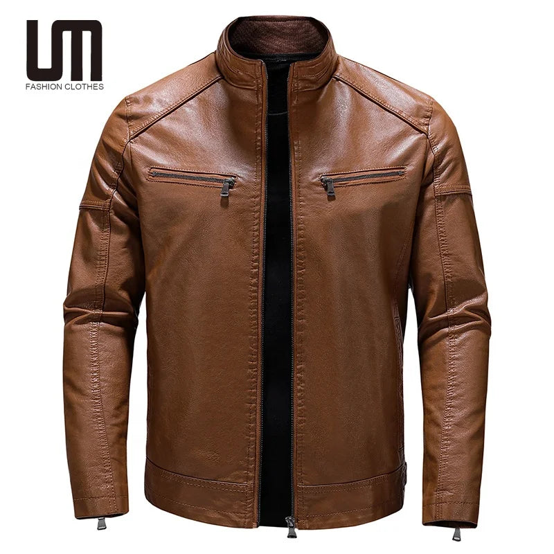 Liu Ming New Year Autumn Winter Men s Casual Motorcycle PU Leather Stand Collar Plus Size Jackets Coat