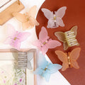 Wholesale Korean Style Butterfly Plastic Hair Claws Sweet Cute Butterfly Hair Claws Frosted Pink Hair Claws for Women