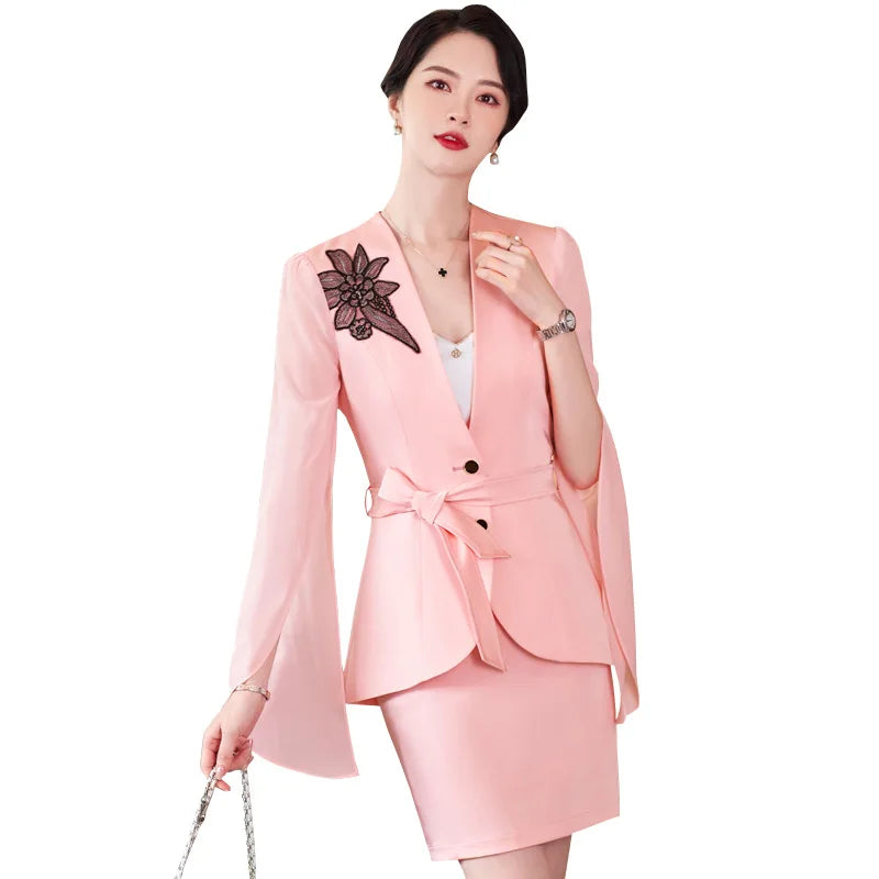 S-4XL Spring/Summer Leisure Long Sleeved Small Suit Coat Women's Work Clothes Regular Decoration Body Top