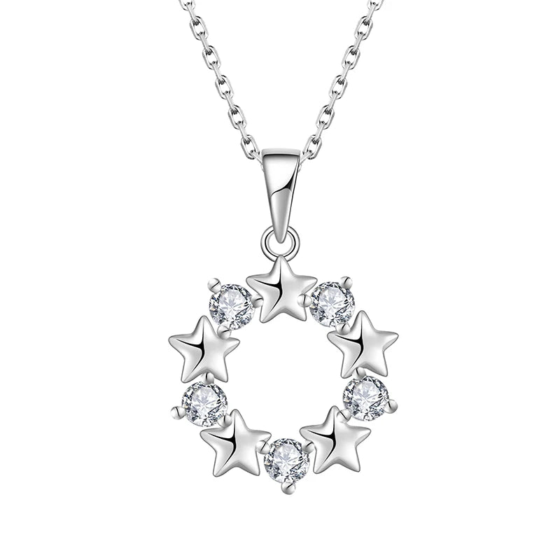 YH JEWELLERY Fine Jewelry Women Fashionable Jewelry Custom Moissanite 925 Sterling Silver Fashion Star Flower Pendant Necklace