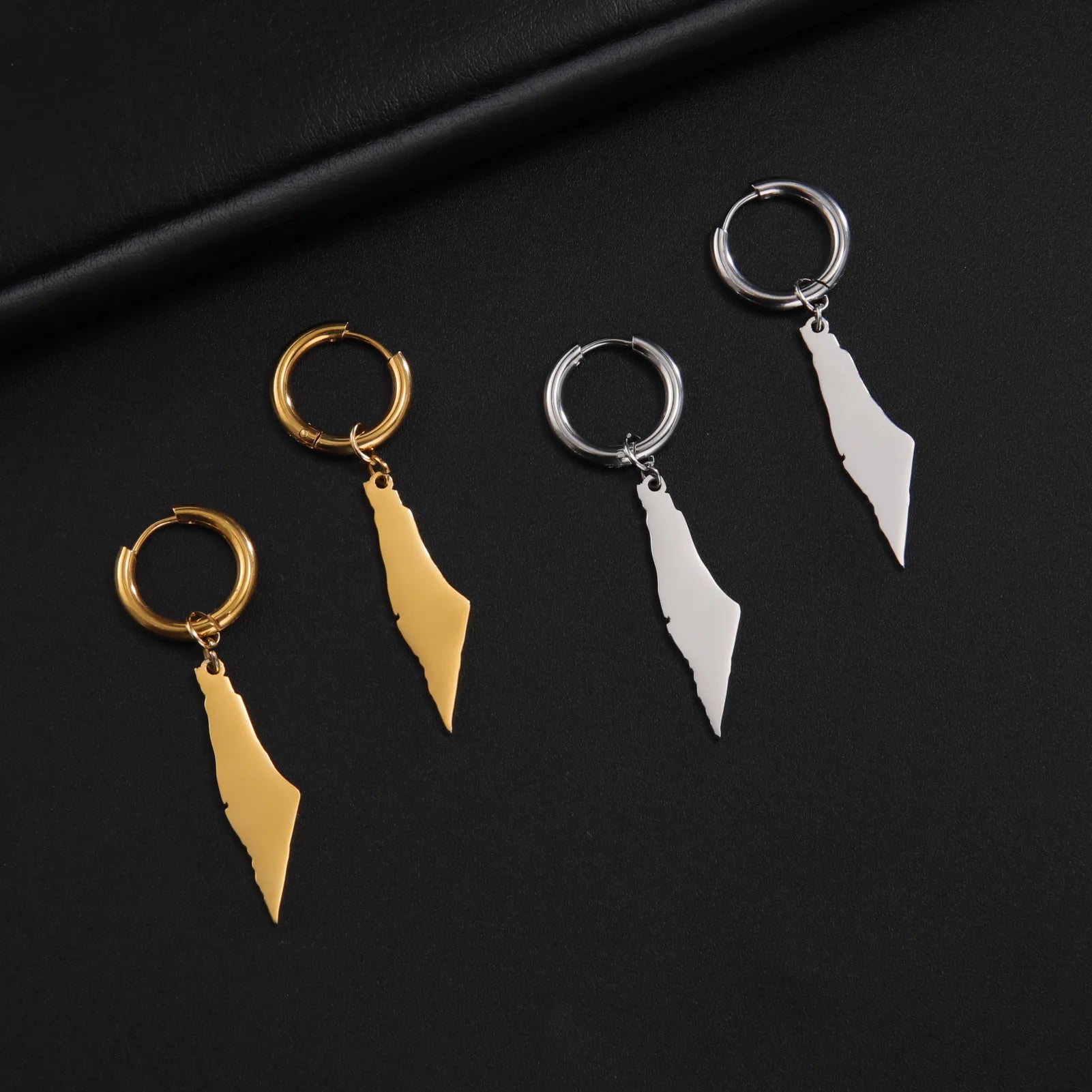 Manufacturer Stainless Steel Free Palestine Map Dangling Earrings Silver 18K Gold Rose Gold Plated Map Pendant Earrings