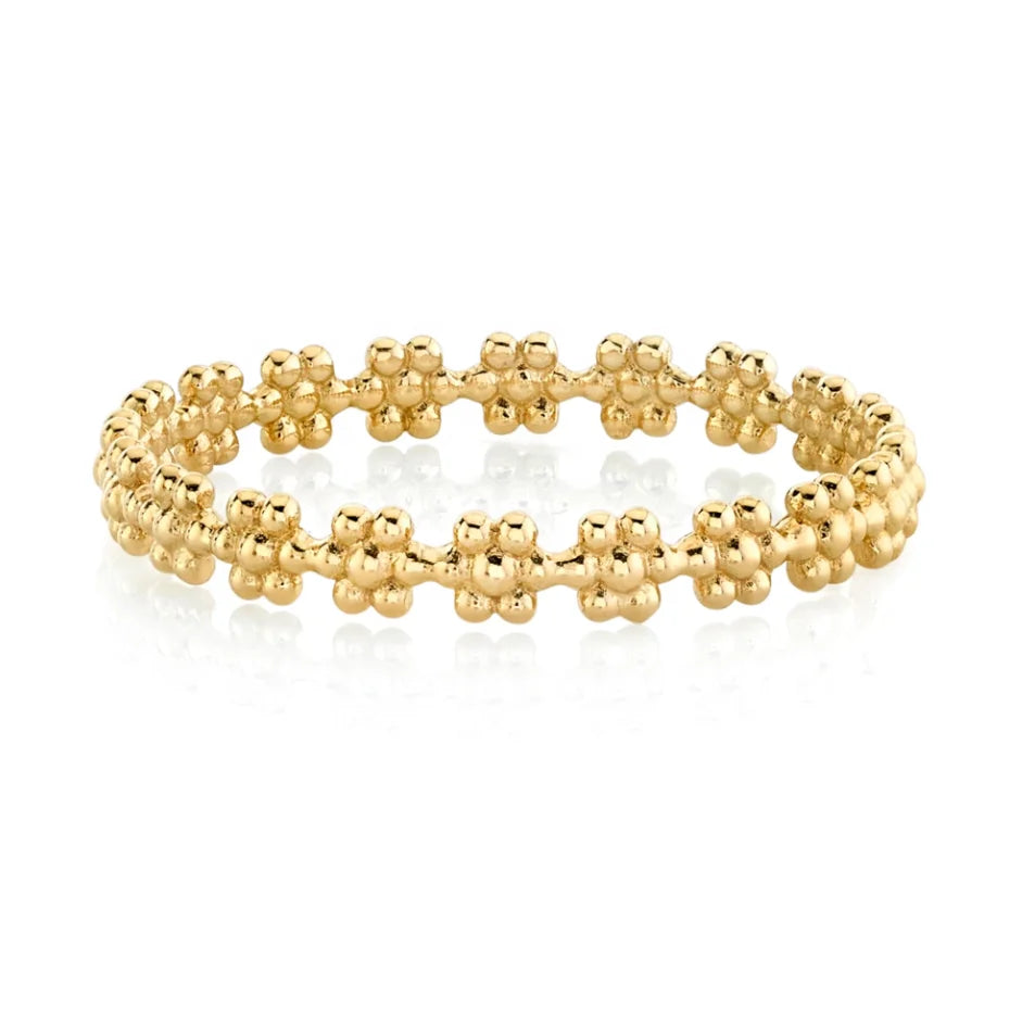 LOZRUNVE Delicate Jewellery 925 Sterling Silver Flower Eternity Band Ring 18k Gold Plated
