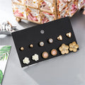 Korean Minimalist Flower Heart Rhinestone Resin Diamond Fashion Women's Earring Set