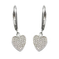 ZHILIAN  925 Sterling Silver Large Pave Heart Dangling Earrings Zirconia Aretes De Mujer