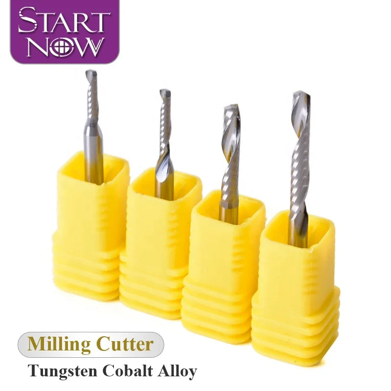 Startnow Acrylic Tungsten Steel Milling Cutter Engraving CNC Router Bit Wood Cutting Tool End Mill One Flute Spiral Bits