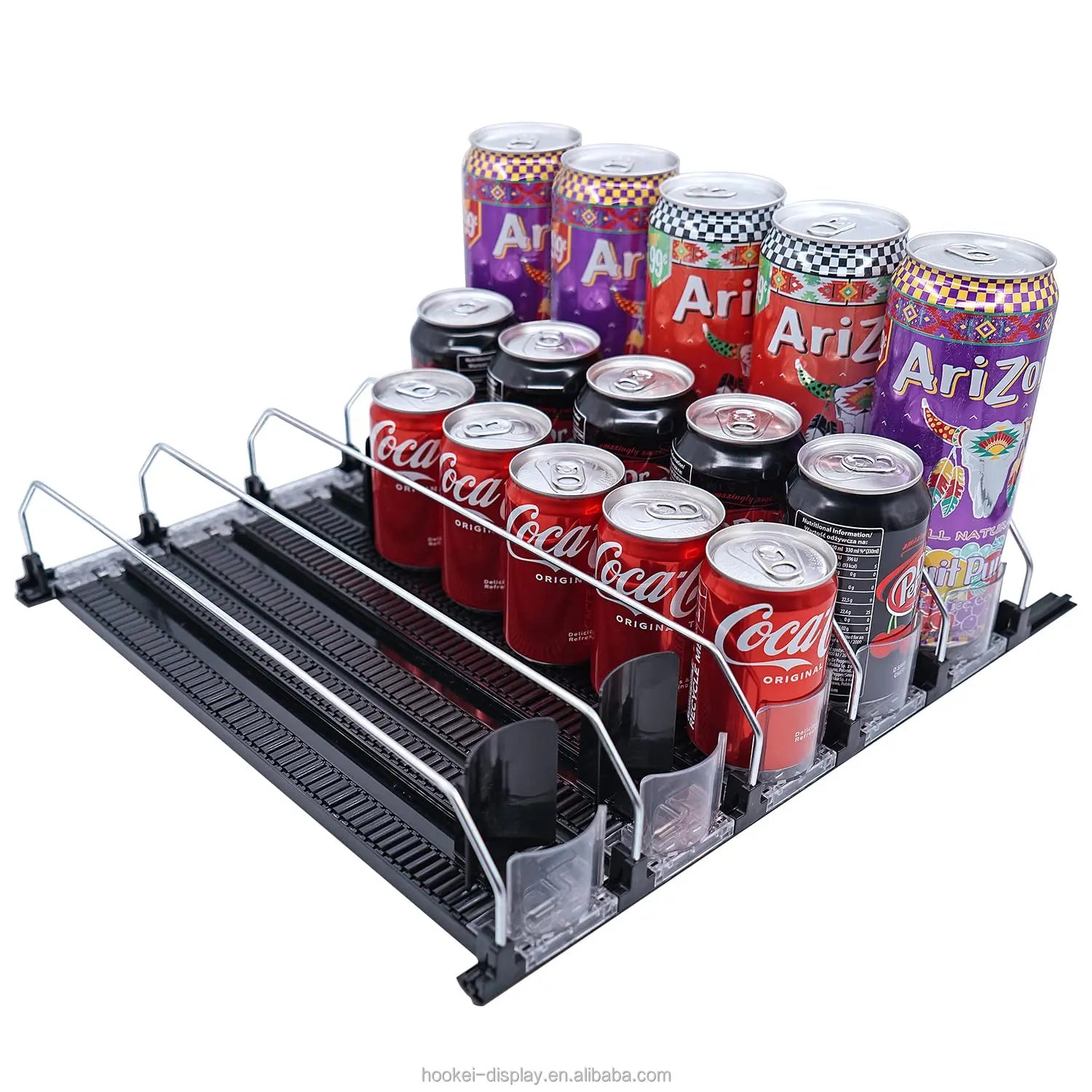 Hookei Supermarket Automatic Fridge Water Self Feed Management Roller Glide System Drink Bottle Shelf Pusher