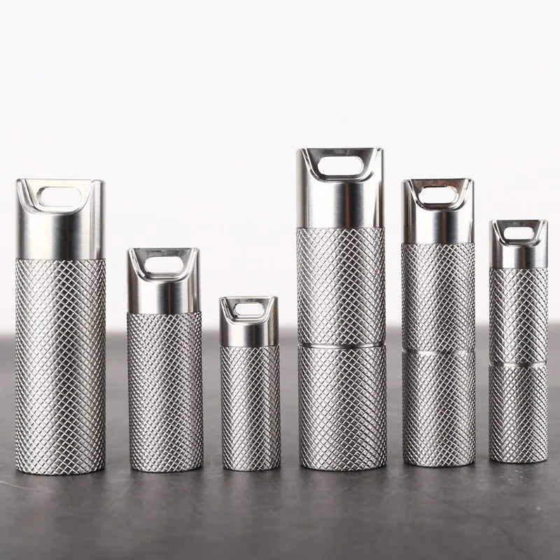 Keychain Pill Holder Titanium Keychain Minsize Waterproof Pill Container Key Chains for Outdoor Case Key Ring Mini Pill Keychain