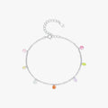 Rainbow Colorful Cubic Zirconia Bracelets 925 Sterling Silver Fashion Delicate Link Chain Bracelet for Women
