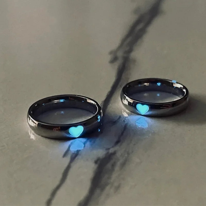 New Product 2022 Fashion Couple Ring Brass Adjustable Couple Ring Heart Luminous Ring