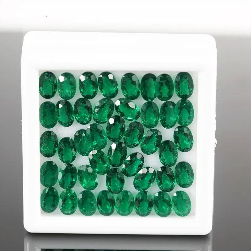 2x4mm to 4x6mm Lab-grown Muzo Emerald Oval Shape Hydrothermal Green Emerald Beads Small Stone Loose Gemstone