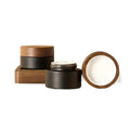 Wooden Bamboo Cap Dark Glass Matte Black Clear Jar Cream 30g 50g Hair Care Essence Glass Jars With Wood Walnut Dark Screw Cover