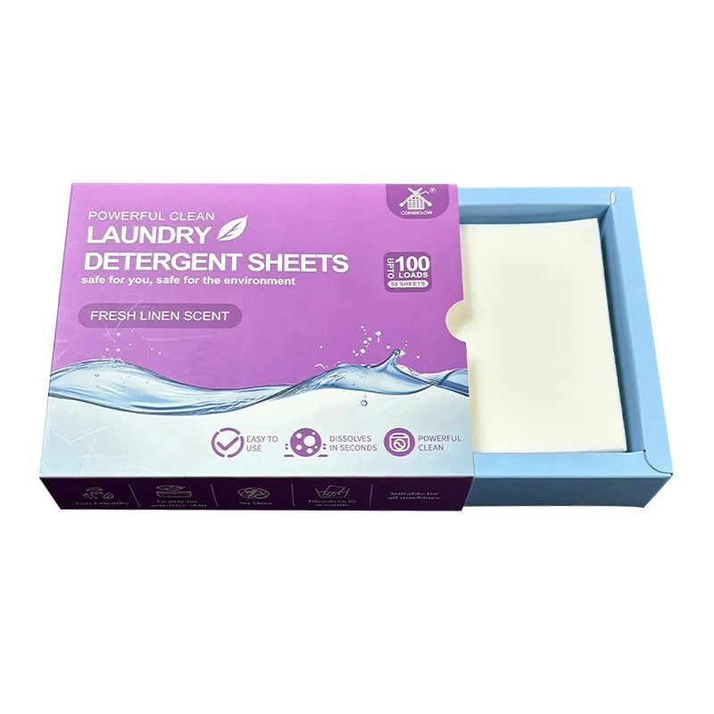 COMMIGLOW Disposable Dry Cleaning Stain Remover Instant Stain Treater Washing Lavender Fragrance Laundry Detergent Sheet