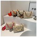 Women's Bohemian Fashion Crossbody Bag Handmade Woven Straw Beach Shoulder Bag Small round Purse for Summer