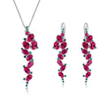 C4641 Abding Good Looking Lab Ruby Gemstone 925 Sterling Silver Earrings Necklace Women Christmas Jewelry Set