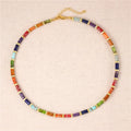 Boho 7 Chakra Natural Stone Jaspers Tube Beads Choker Necklace Yoga Women Rainbow Short Statement Necklace Jewelry Dropshipping