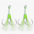 Fishing Double Assist Hooks 1/0# 2/0# 3/0# 4/0# Jig Slow Feather for Fishing Hook Luminous Feather Flasher Teaser