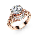 Ladies White Topaz Gemstone Dainty Rings Drop Shipping 14K Rose Gold Micro Inlaid Diamond Engagement Ring for Women