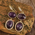 Romantic Fancy Crystal Earrings for Women Wedding Jewelry Oval Shape Quartz Gemstone Gold Plated Party Earrings Birthday Gifts