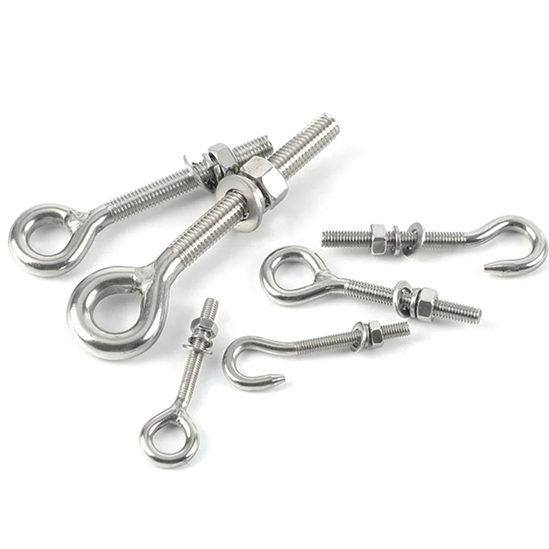 Machined Swaged Pin Unwelded Eye Bolt with Wood Screw Plain Finish Stainless Steel M10 Welded Lag Screw
