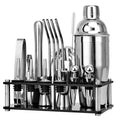 20-Piece Professional Bartender Kit Stainless Steel Acrylic Stand Cocktail Set Recipe Booklet Whiskey Stones Eco-Friendly
