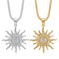 Customizable Sunflower Stainless Steel Jewelry Pendant Gold Plated Logo Men's Necklace with Diamond and Pearl for Parties