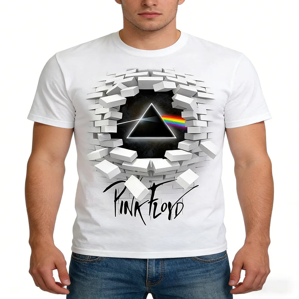 Fitspi 3D Printed Summer Men's Oversized Loose Retro Interesting O-neck T-shirt