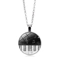 Music Piano Keyboard Notes Time Gem Necklace Pendant Jewelry