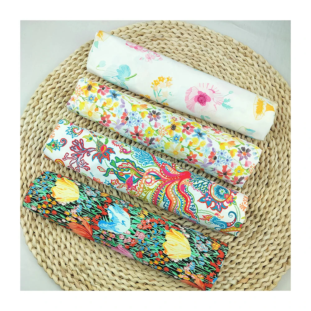 Custom 100% Polyester Floral Print Plain Fabric Eco-Friendly and Lightweight for Girls' Suits Digital Printing