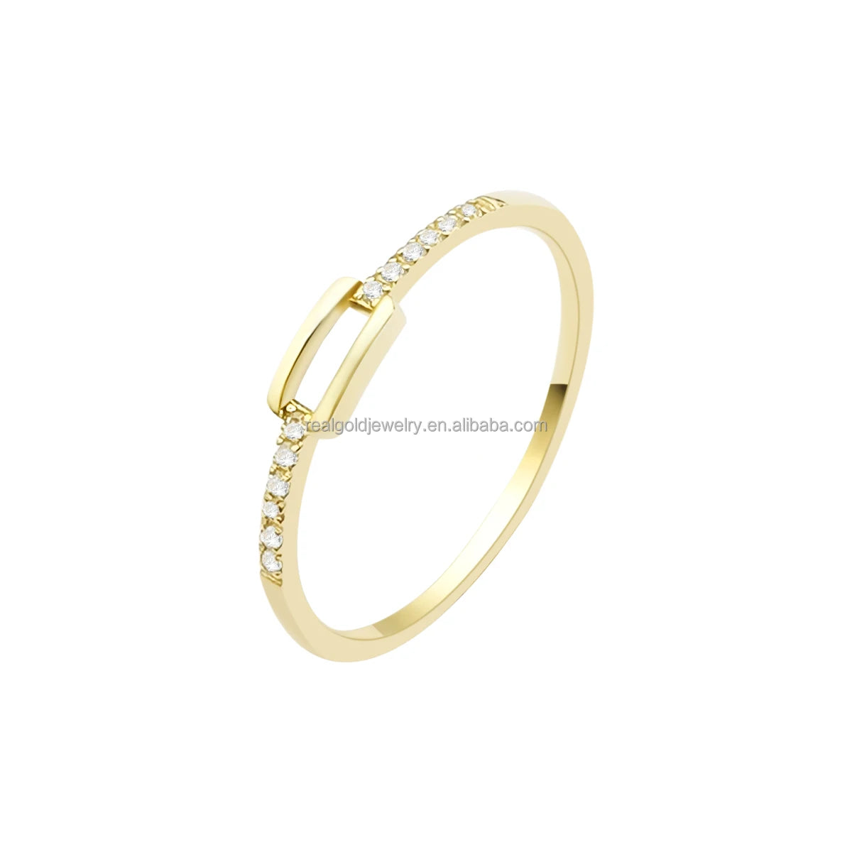 Pure 14k Solid Gold Ring Trendy Tiny Dainty Finger Ring 14k 18k Real Gold Jewelry Wholesale