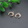 Fashion Style Nickel Free Anti Fading Gold Plated CZ Pave Moon Crescent Charms for DIY Jewelry Bracelet Necklace Making