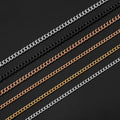 2.2mm Vacuum 18k Gold Plated Miami Cuban Chain Necklace Stainless Steel Curb Link Waist Body Silver Chains Jewelry for Men Women