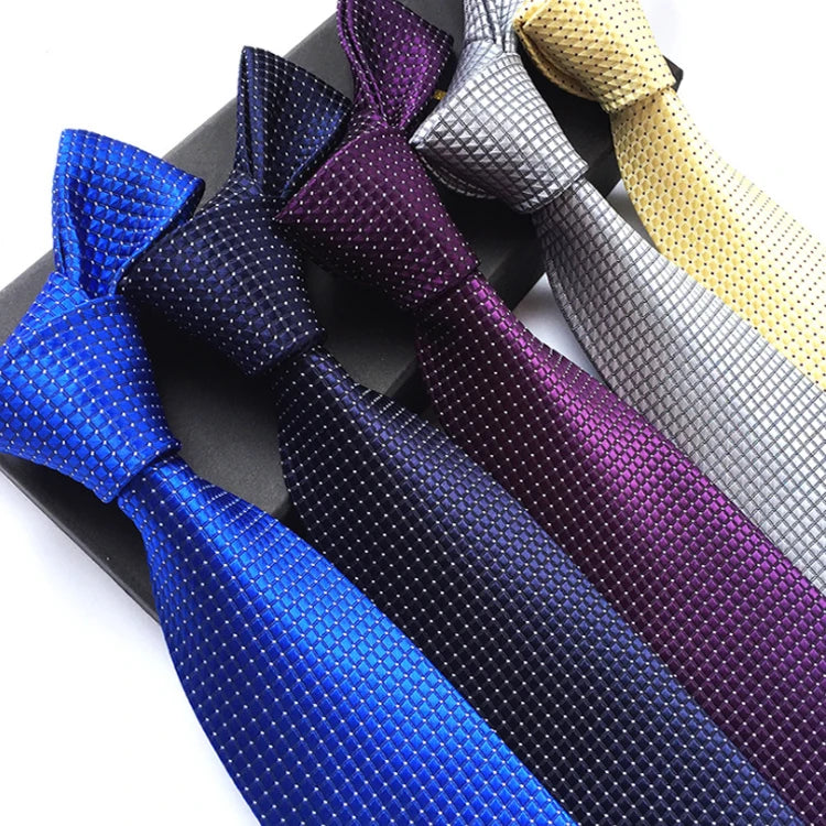 Classic Checked Plain Neck Ties for Men Luxury Ties Men Custom Logo Jacquard Polyester Woven Corbatas Hombres