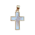 Wholesale Natural White MOP Pearl Shell Classic Cross Pendants Charm for DIY Jewelry Necklace Bracelet Making Accessories