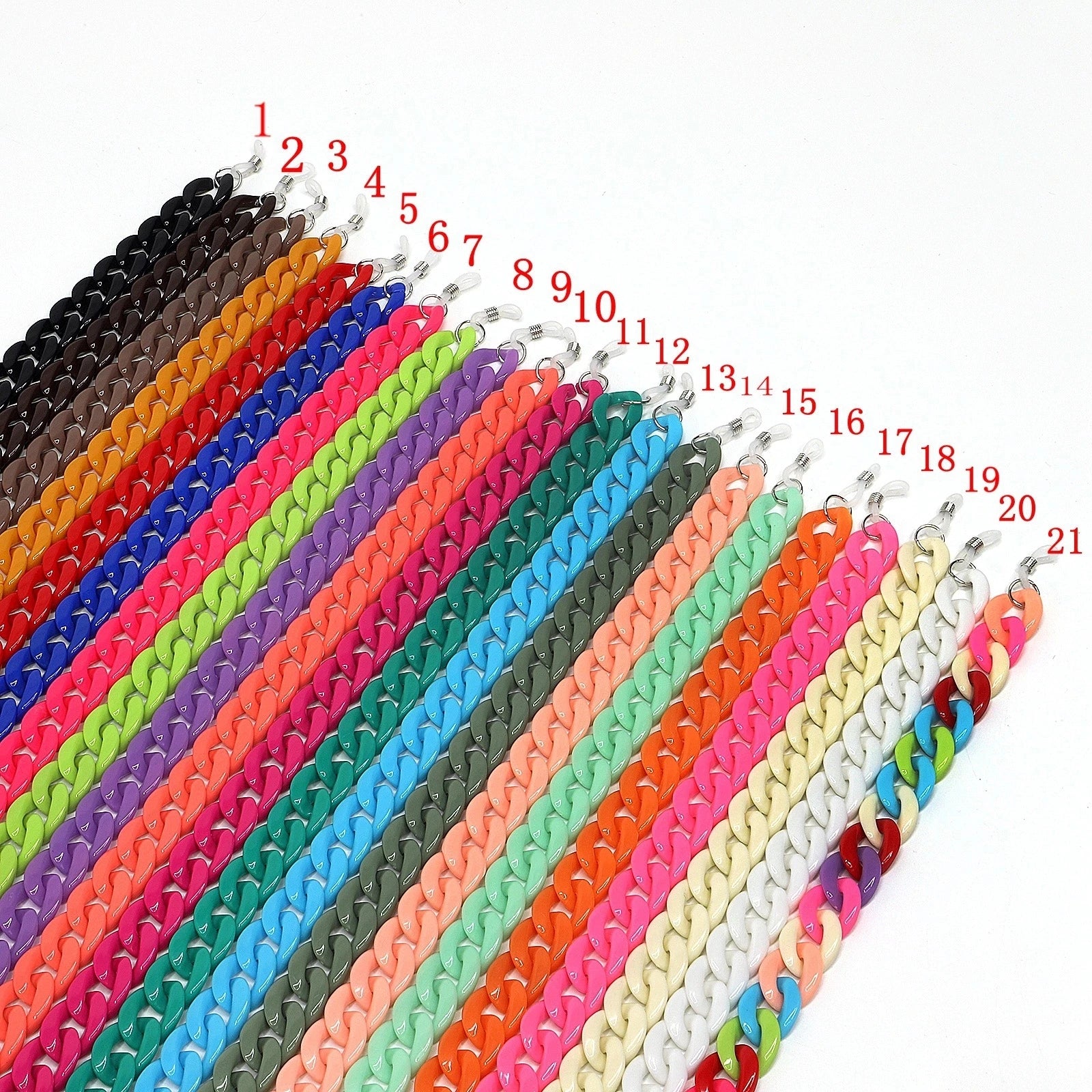 Trendy Big Flat Acrylic Acetate Bag Chain Necklace Sunglasses Chain Glasses Holder Chunky Eyewear / Eyeglass Chain