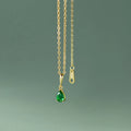 925 Silver Necklaces Water Drop Shaped Green Zircon Pendant Gold Plated Necklace for Women Christmas Gifts