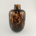 Handcrafted Glass Hand Blown Amber Glass Bud Vase with Leopard Tortoise Pattern Leopard Print Vase