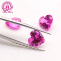 YINGMA Corundum Gemstone Heart Cut 4x4 mm to 10x10 mm 3# Rose Synthetic pink Corundum