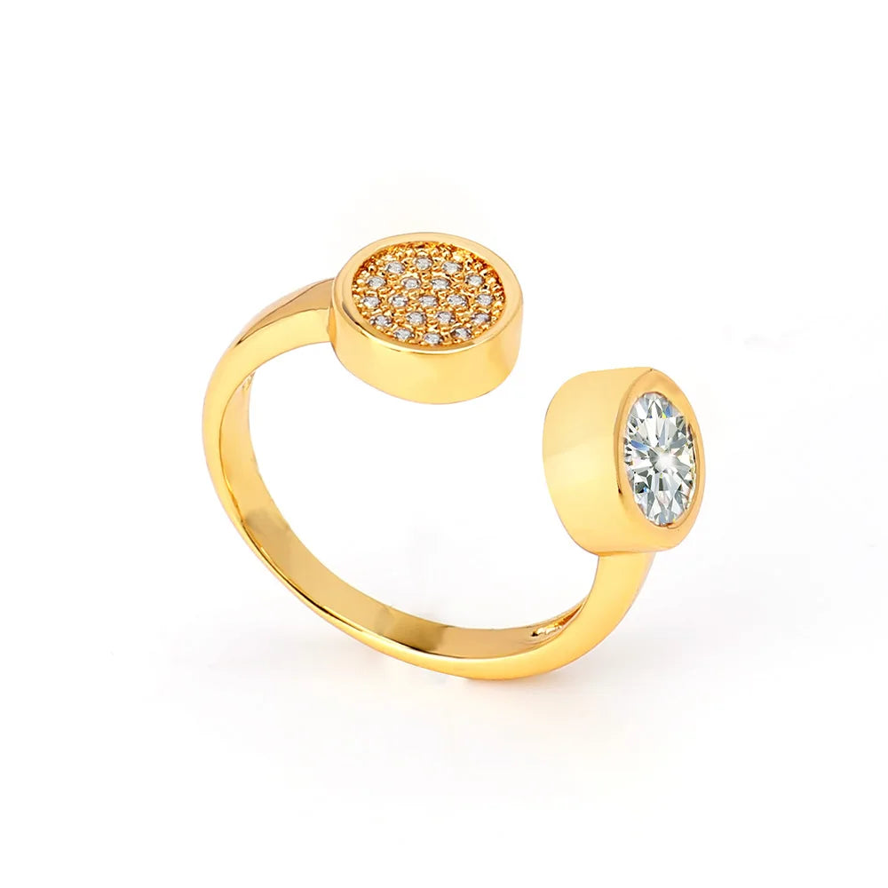 Newest Double Circle CZ Crystal Ring Holder Set for Women Inlaid Gold Natural Wedding Jewelry Latest Designs for Ladies