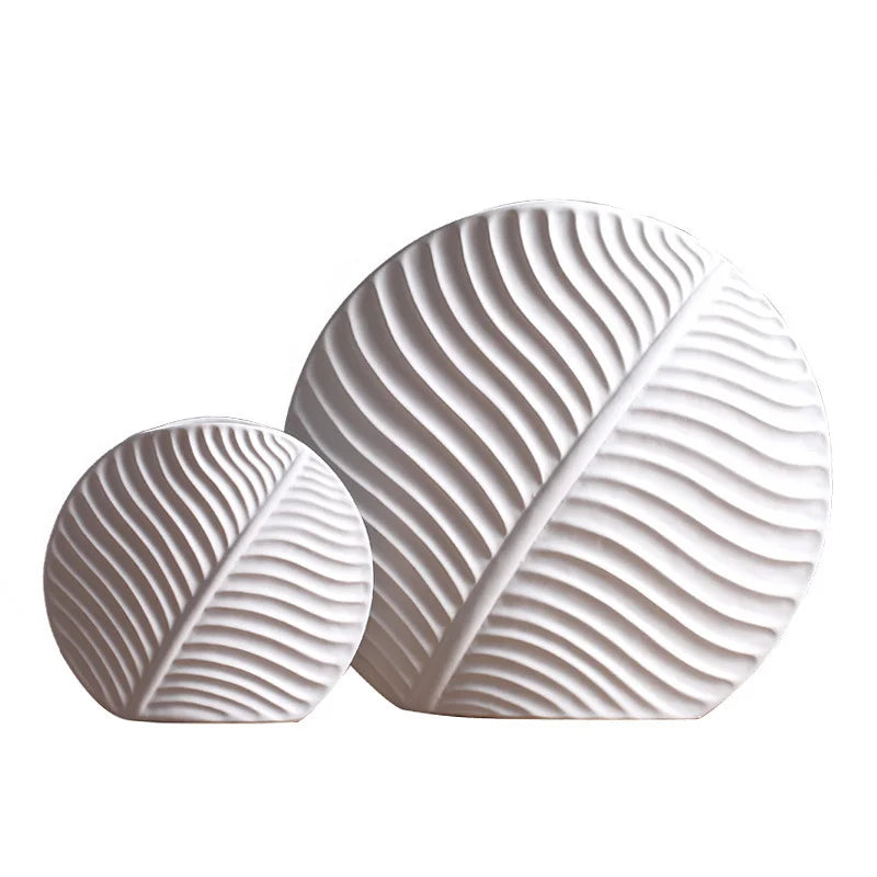 Nordic Modern Leaf Decorations Home Furnishings Soft Decorations Simple White Ceramic Vases Handicrafts and Furnishings