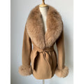 New Fashion Winter Wool Jackets With Fur for Women Elegant Double Faced Cashmere Coat Belt Real Fox Fur Collar Autumn