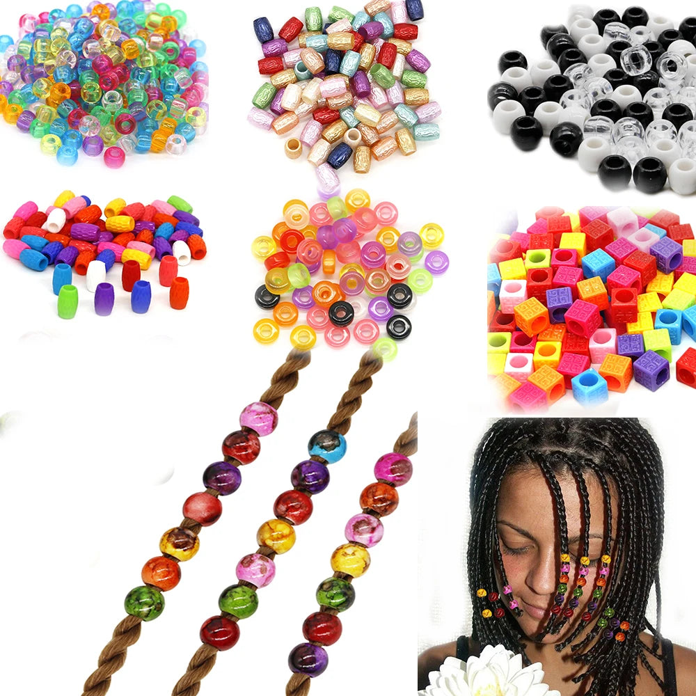 100Pcs Plastic Crochet Multi Braids Hair Dread Dreadlock Beads Rings Braid Accessories Hair Beads Dreadlock