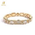 NUOYA Hight Quality Iced Out Clustered Tennis Bracelet Hip Hop Jewelry Rectangle Diamond Tennis Bracelet