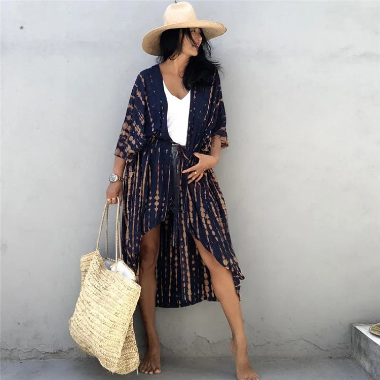 Hot Woman's Swimsuit Cover up Custom Swimsuits Dress Cover up Women Tie-dye Beach Sunscreen Bikini Swimwear Jacket Cover Ups