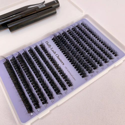 0.05mm 0.07mm Natural 8-16mm Mink Segment Pre Cut Eyelashes Extension Private Label Self Adhesive DIY Cluster Lashes