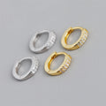 New Trendy 925 Sterling Silver 18k Gold Plated Double Layers Zircons Simple Round Huggie Hoop Earrings