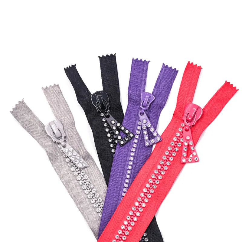 #5 Plastic Zipper New Design Acrylic Diamond Rhinestone Zipper Open End