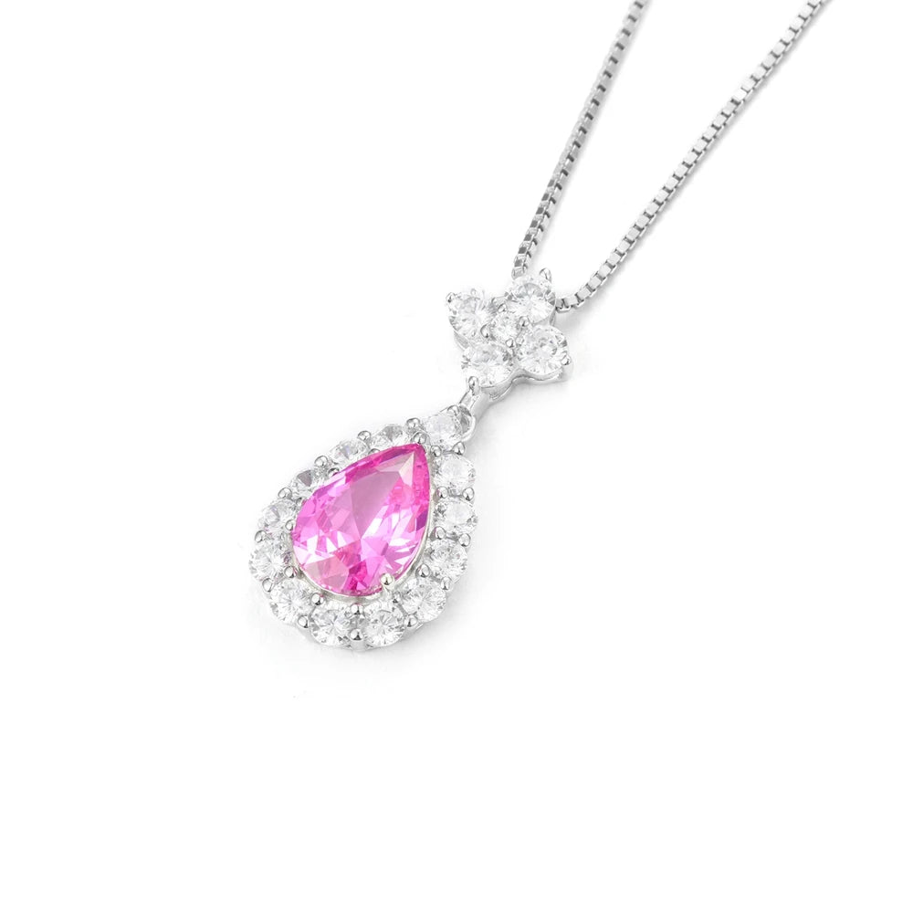 Wholesale S925 Sterling Silver Pendant Necklace Large Geometric Design with Classic Style Ruby Hot Selling for Weddings