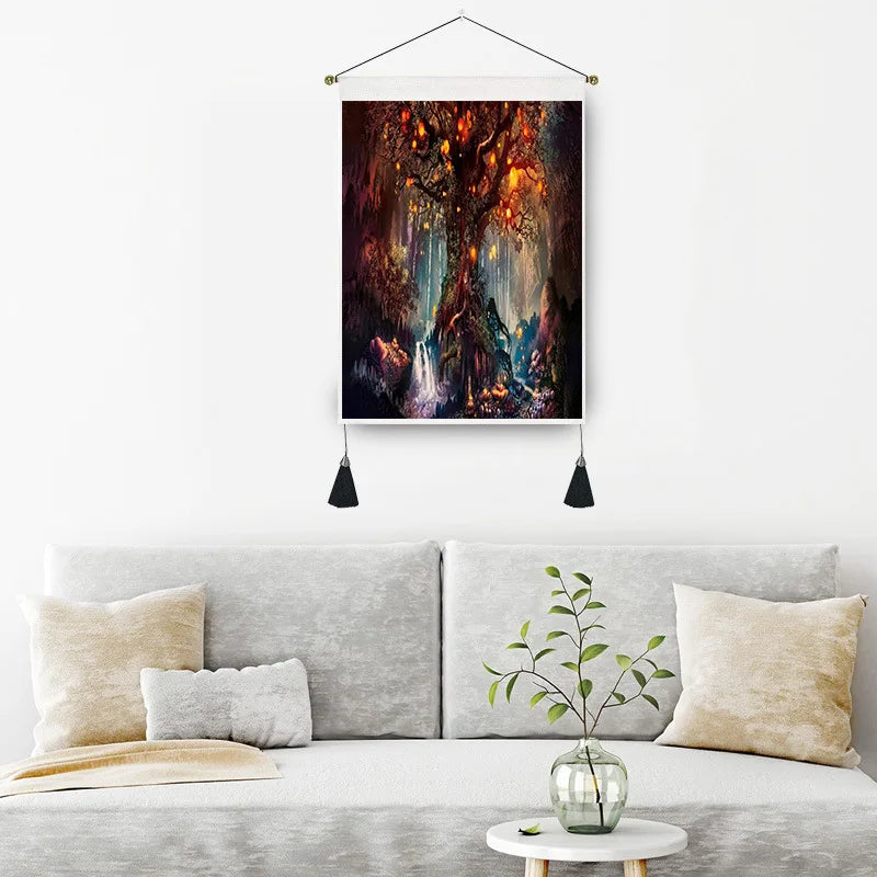 35*50cm Nice Landscape Phase Tapestry Tropical Plant Home Decor Cotton Linen Tasse Wall Hanging Art Painting