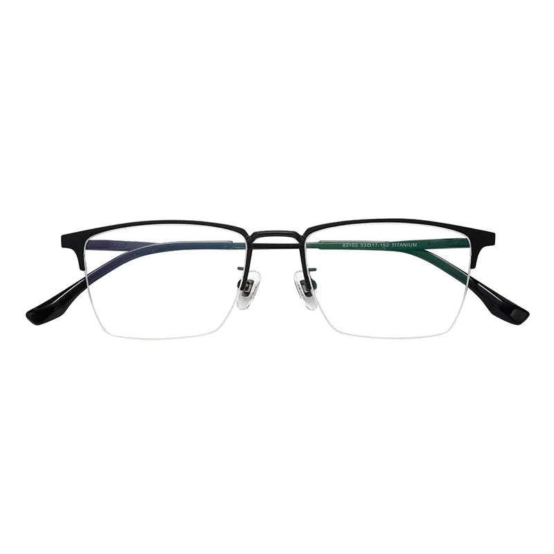 Japanese Korean Style Business Square Titanium Frame Glasses Eyeglasses Oem Logo Eyewear